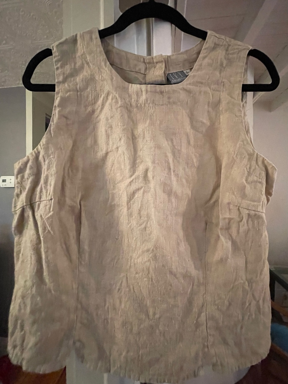 IVY Light Beige Sleeveless Linen Top - Classic Women's Tank